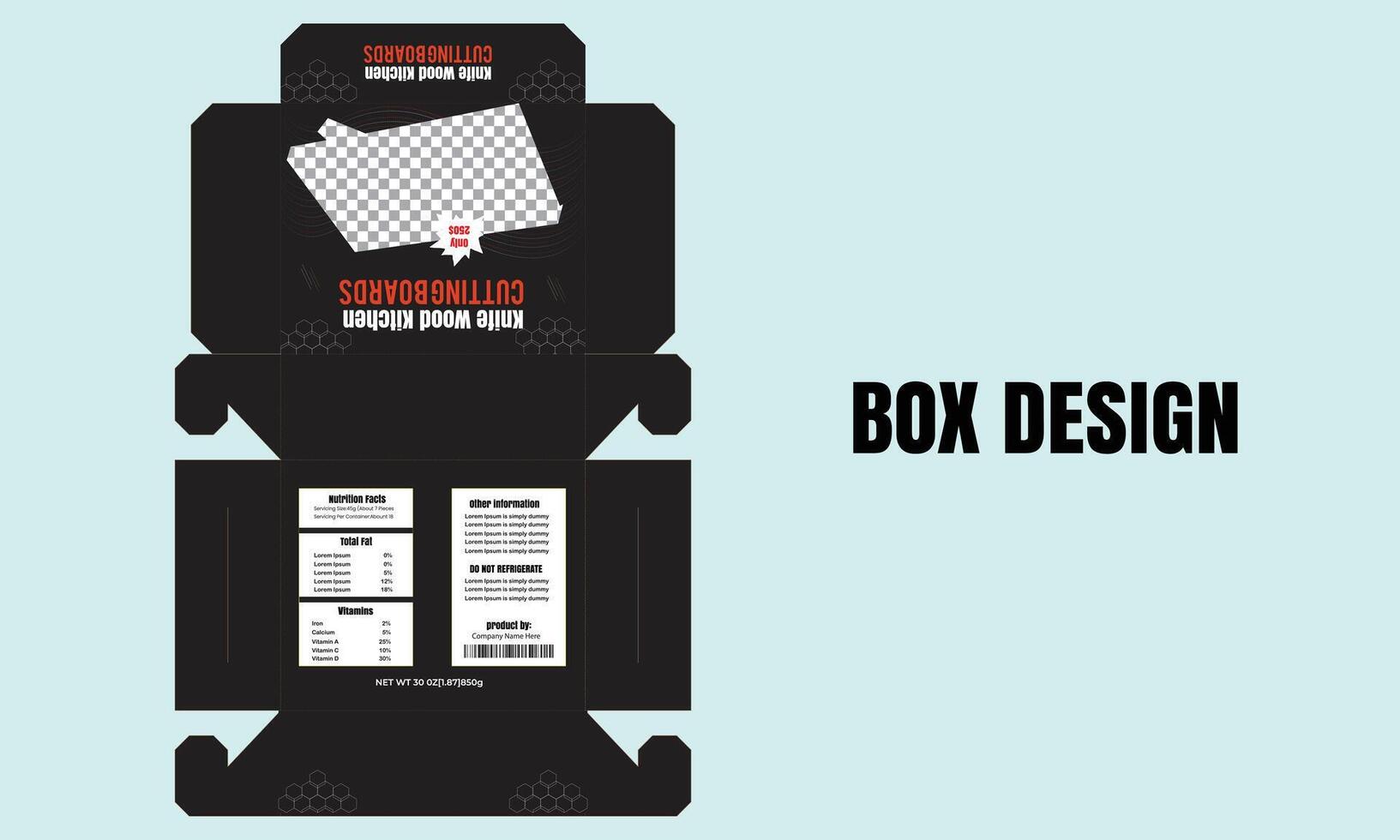 Product box design. Print ready template design vector