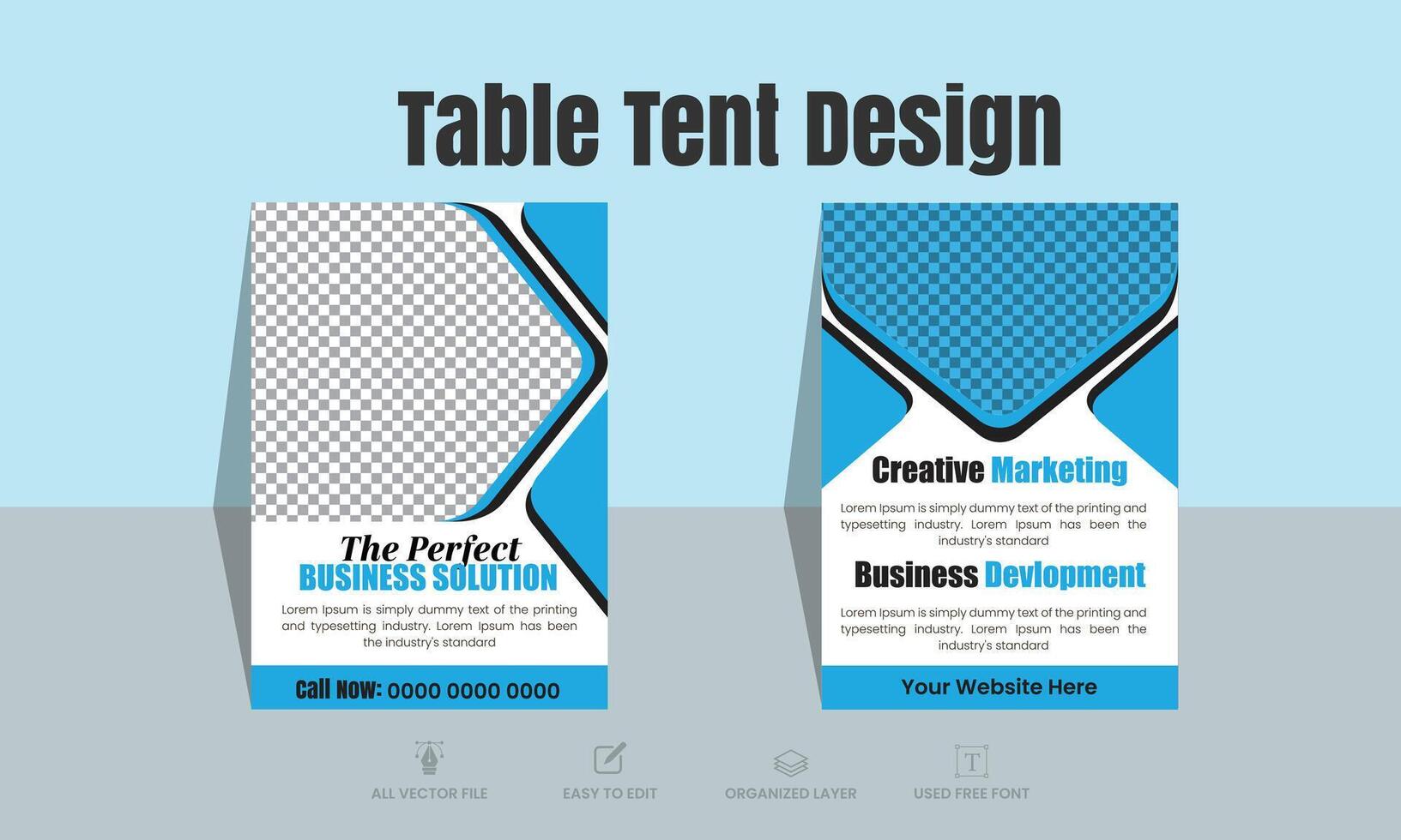 Corporate business table tent design. Minimal simple design vector