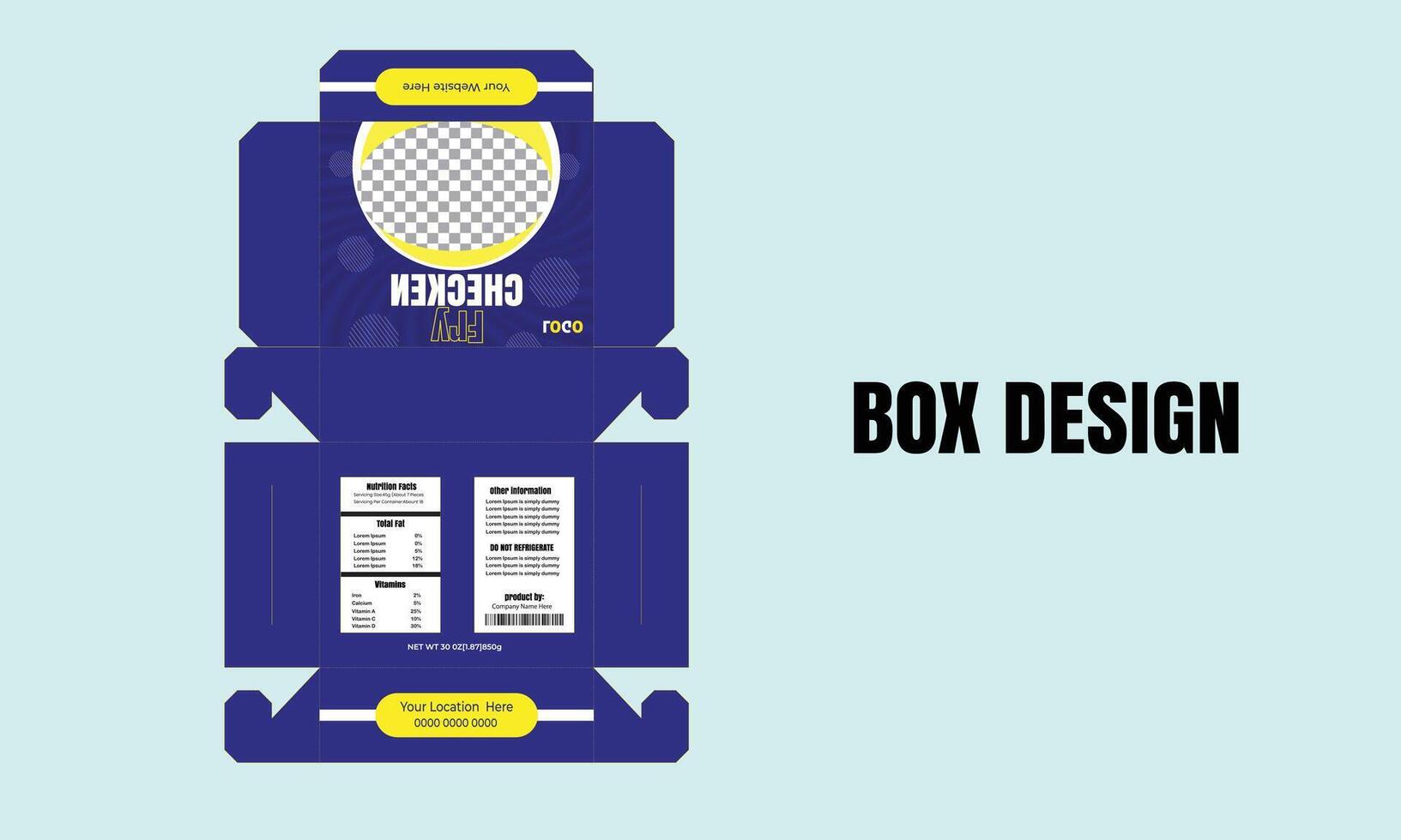 Editable print ready food box template design vector