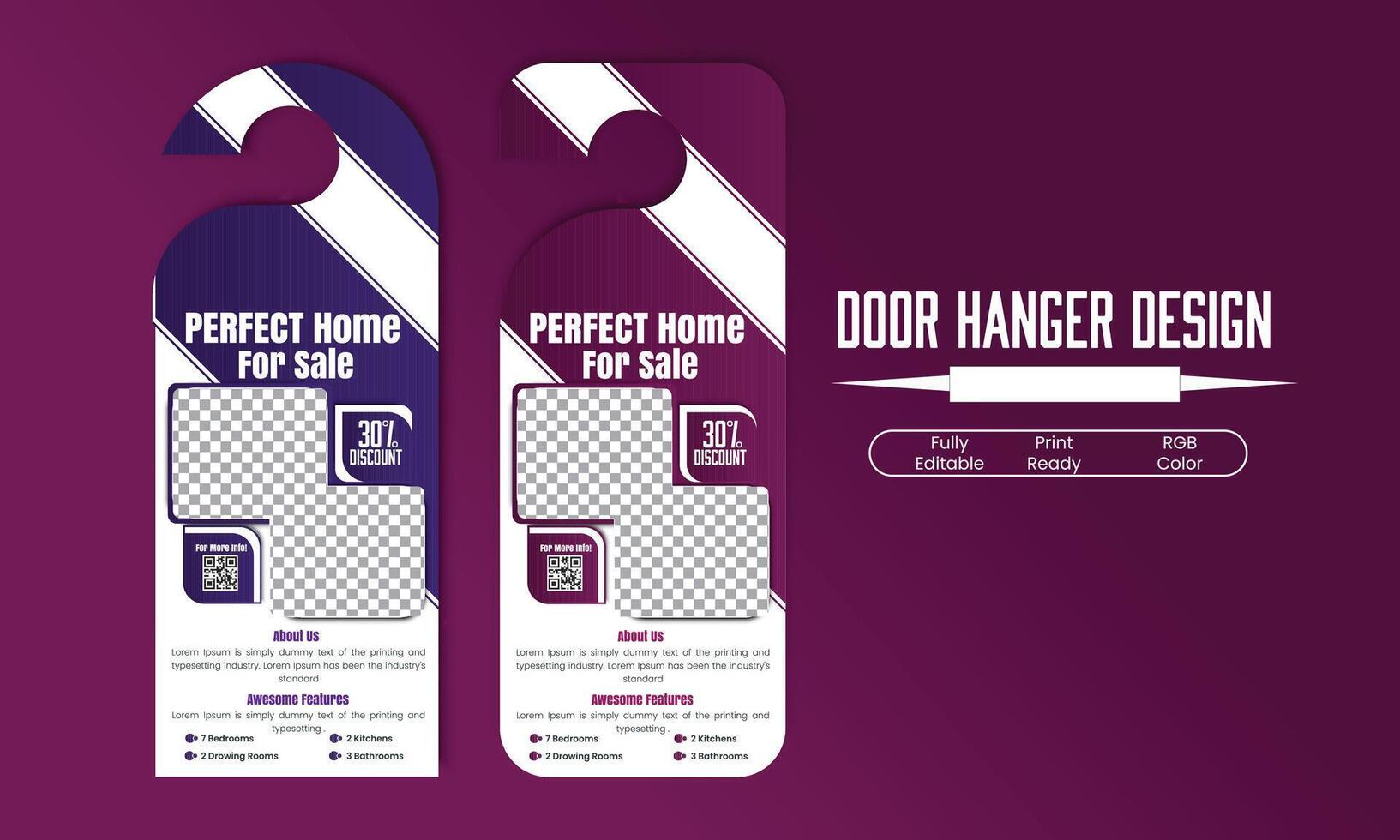 Real Estate Door Hanger and modern Door hanger template design. Fully editable design vector