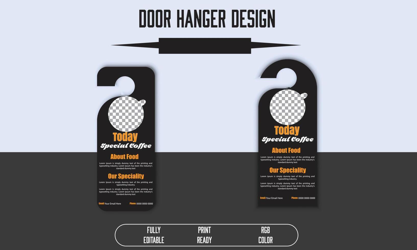 Rack Card Door hanger or flyer template design. Restaurant door hanger design vector