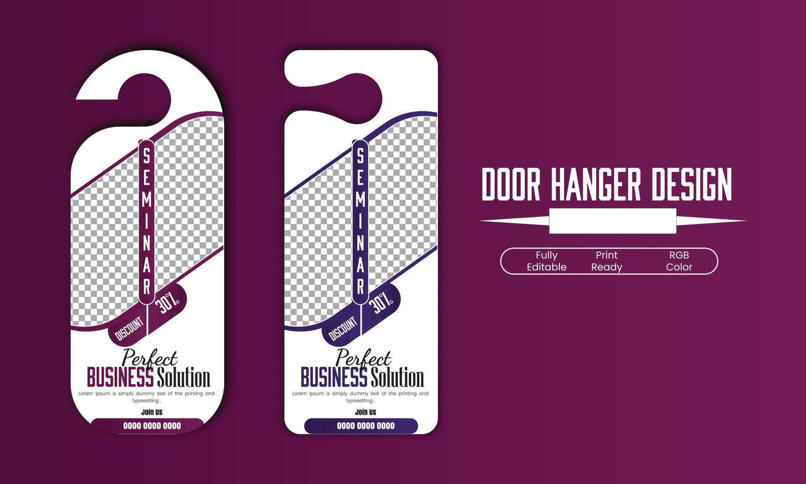 Minimal business advertising door hanger design template fully editable and print ready vector