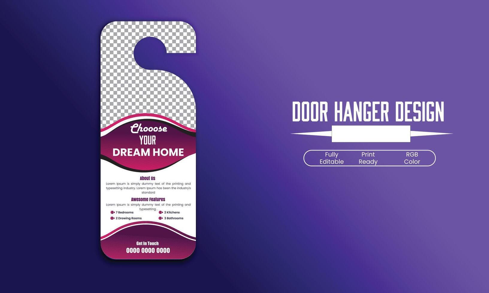 Real Estate Door hanger clean and modern design template. Corporate Business door hanger vector