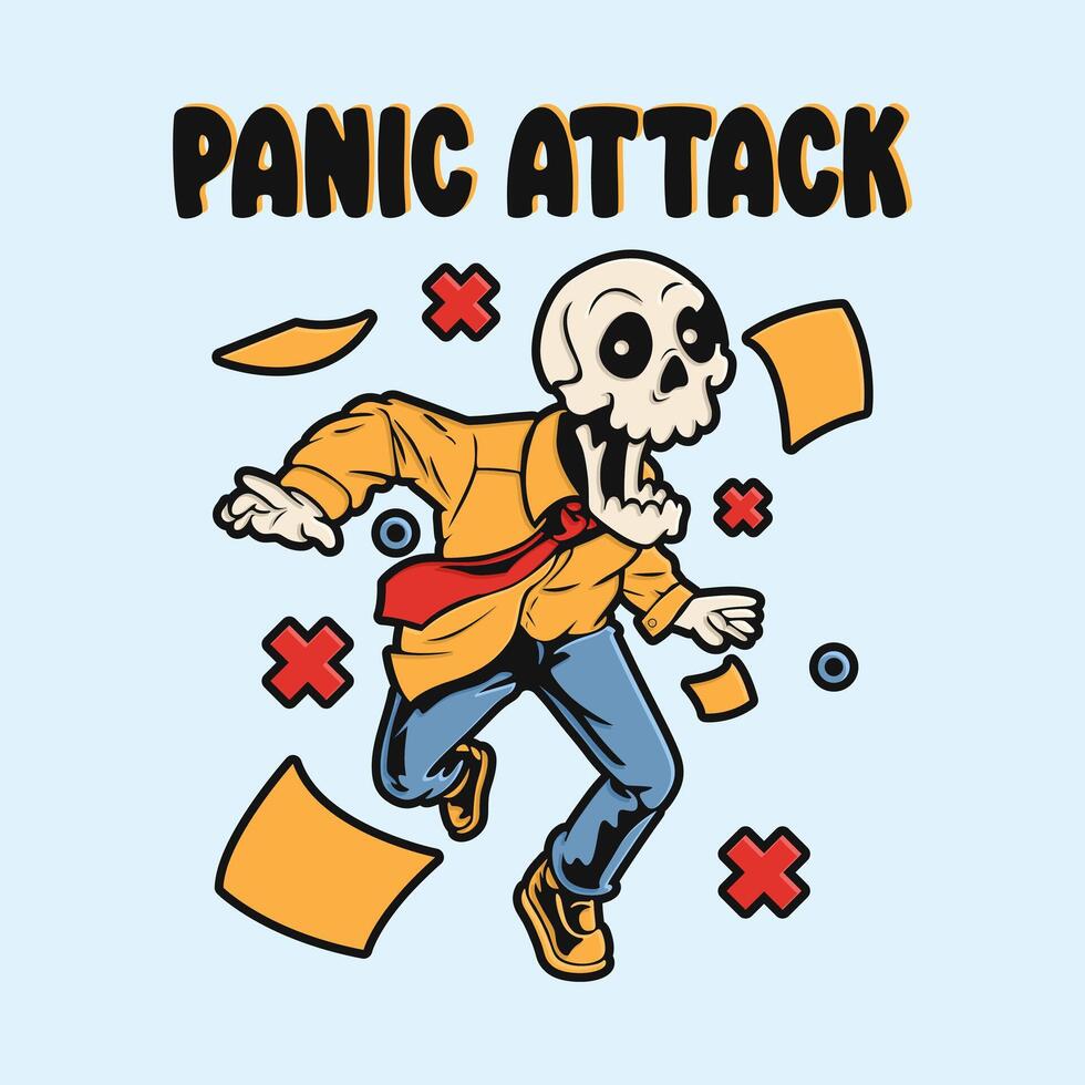 panic attack skull illustration design vector