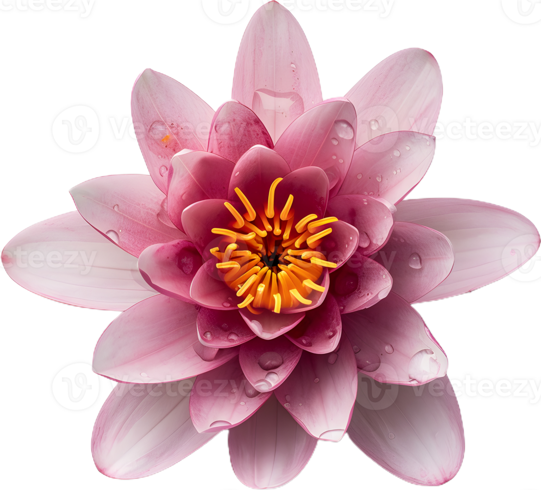 a pink lotus flower with water droplets on it png