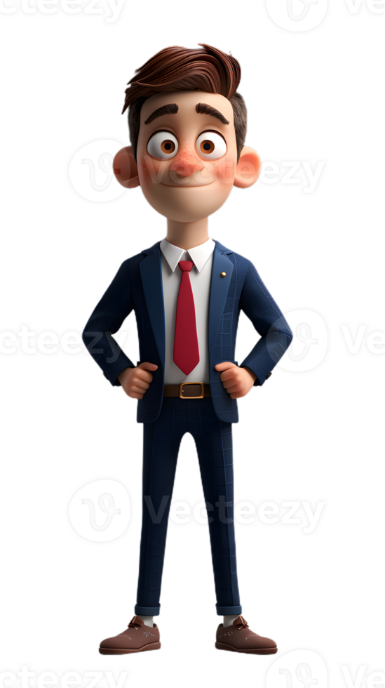cartoon man in suit and tie standing with his hands on his hips png