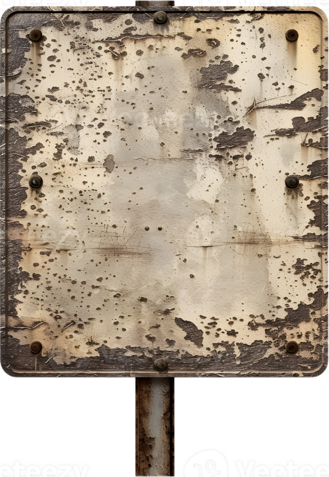 an old rusty sign on a pole png