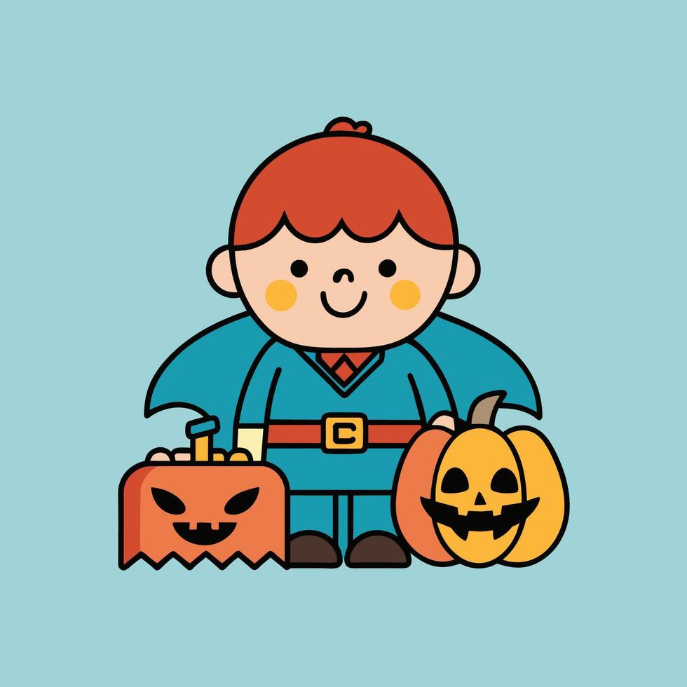 This is a drawing of a boy wearing a Halloween costume vector