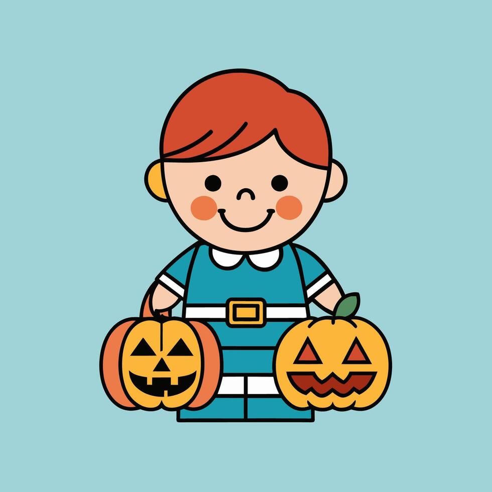 This is a drawing of a boy wearing a Halloween costume vector