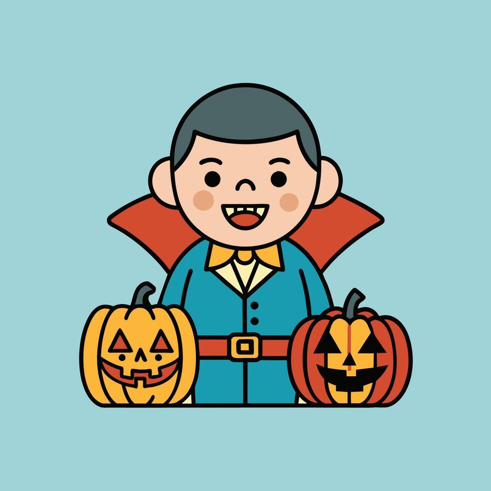 This is a drawing of a boy wearing a Halloween costume vector