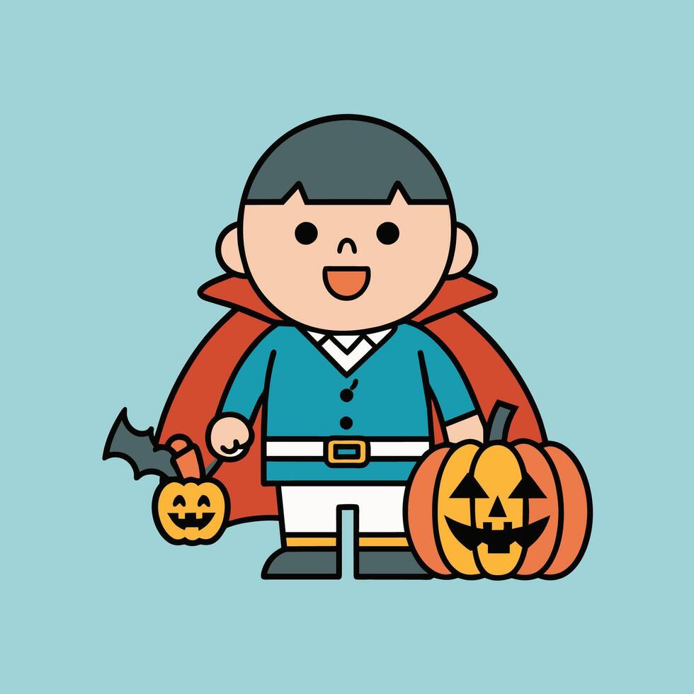 This is a drawing of a boy wearing a Halloween costume vector