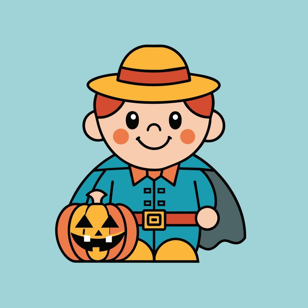 This is a drawing of a boy wearing a Halloween costume vector