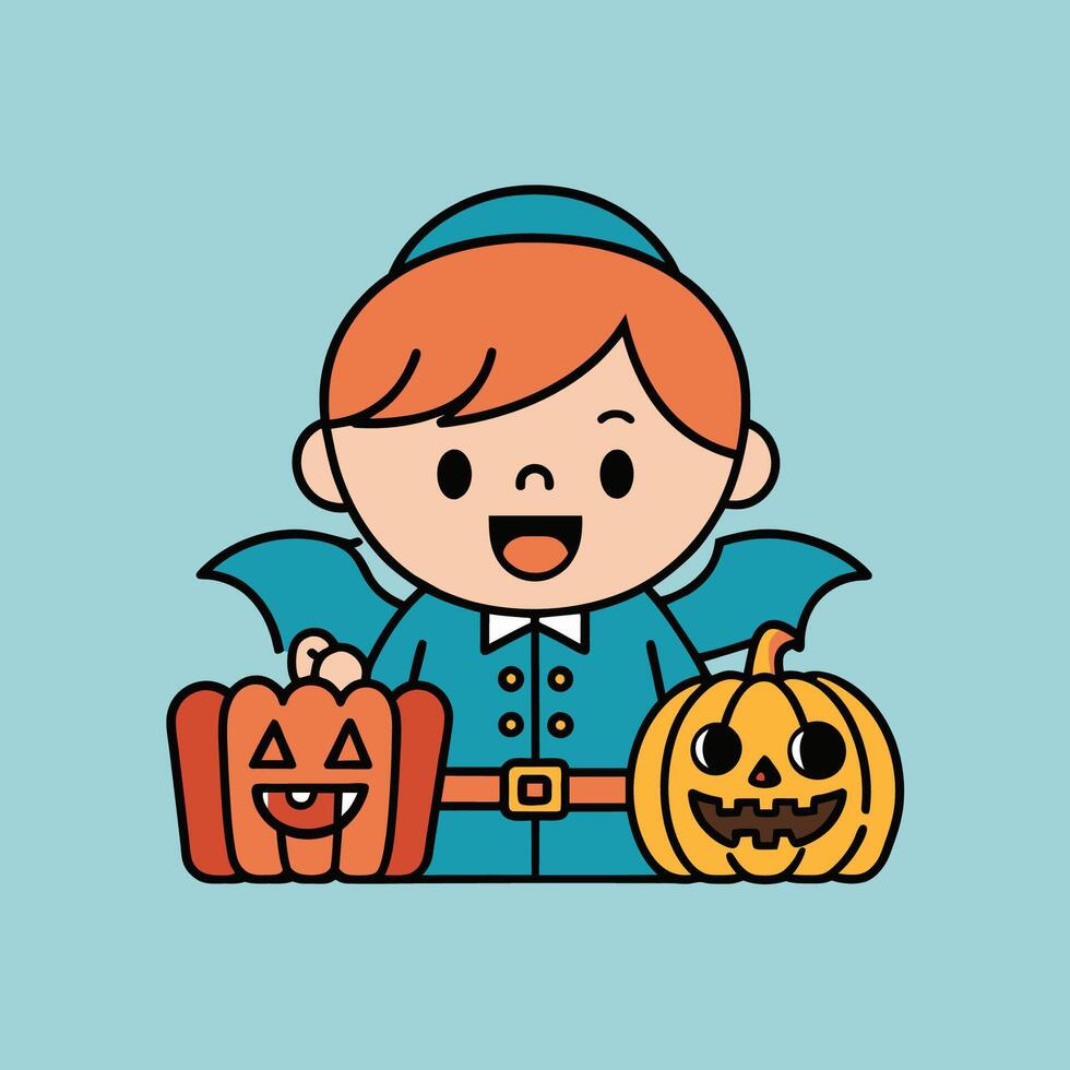 This is a drawing of a boy wearing a Halloween costume vector
