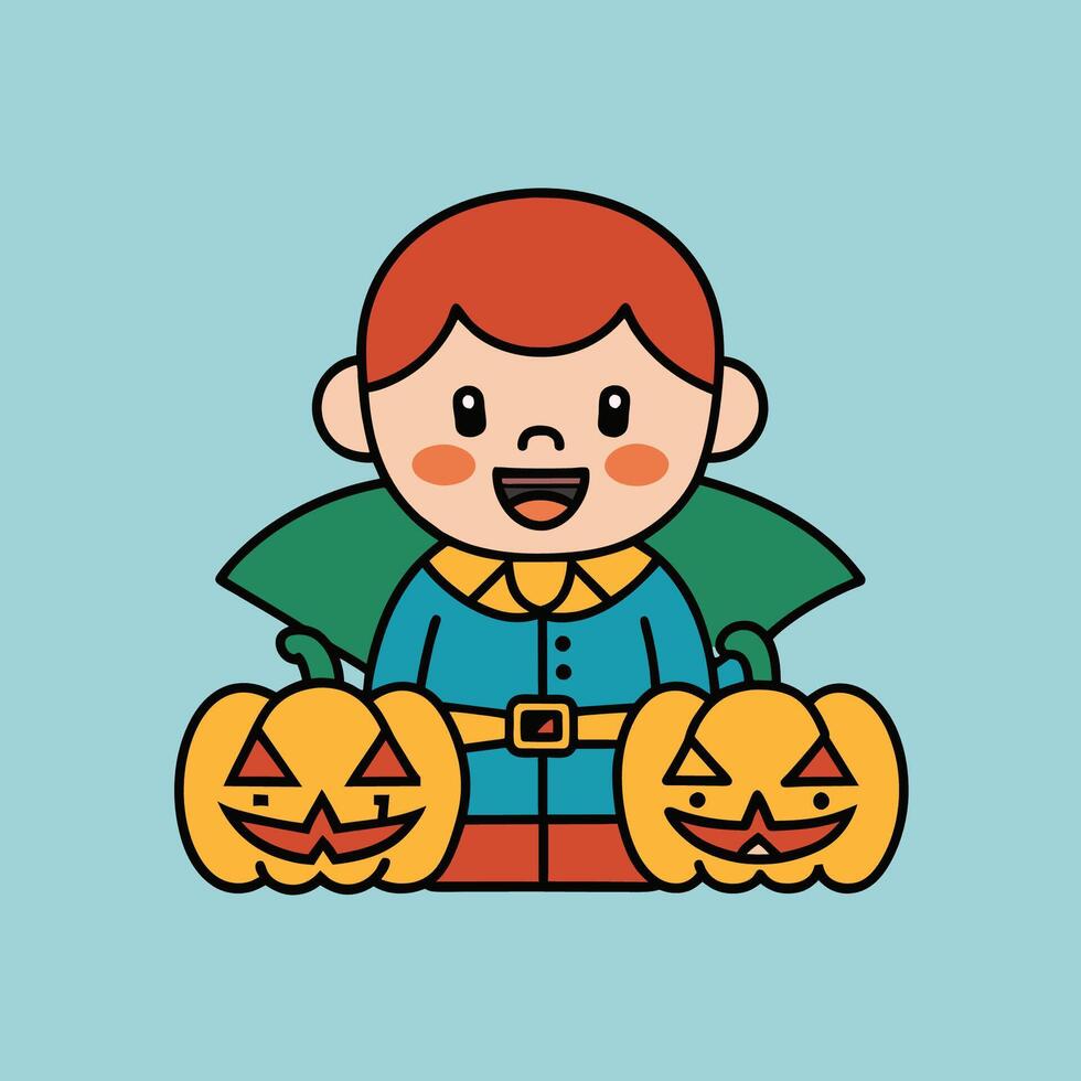 This is a drawing of a boy wearing a Halloween costume vector