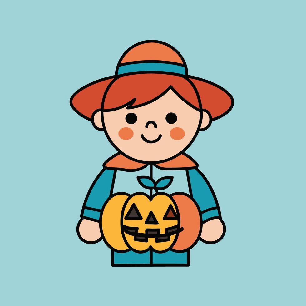 This is a drawing of a boy wearing a Halloween costume vector