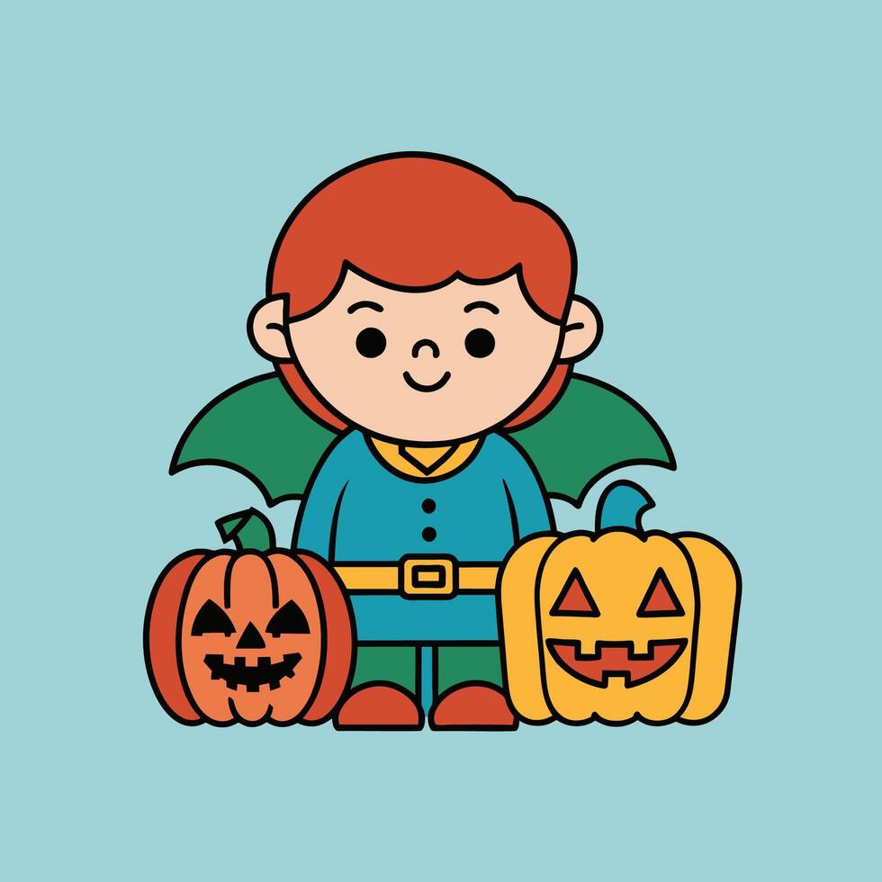 This is a drawing of a boy wearing a Halloween costume vector