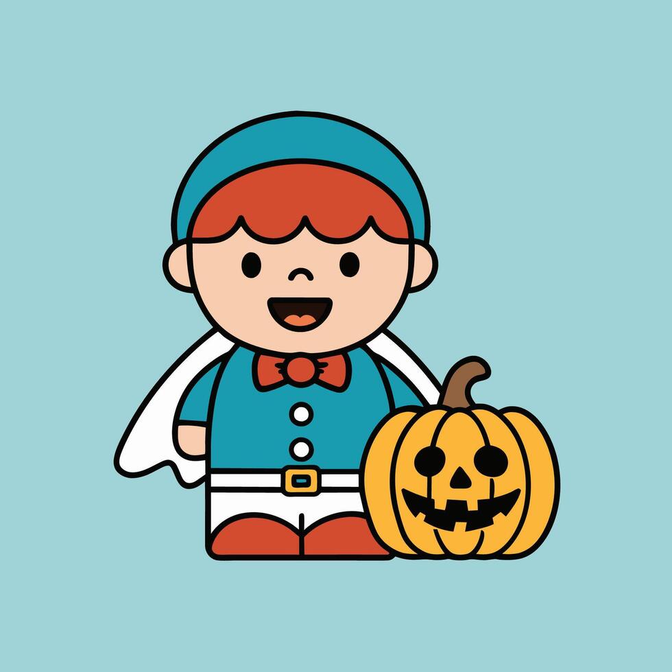 This is a drawing of a boy wearing a Halloween costume vector