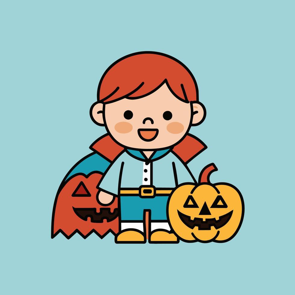 This is a drawing of a boy wearing a Halloween costume vector