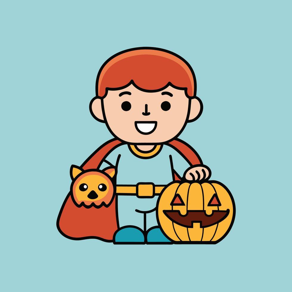 This is a drawing of a boy wearing a Halloween costume vector