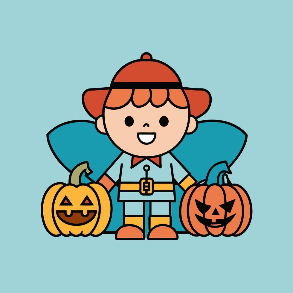 This is a drawing of a boy wearing a Halloween costume vector
