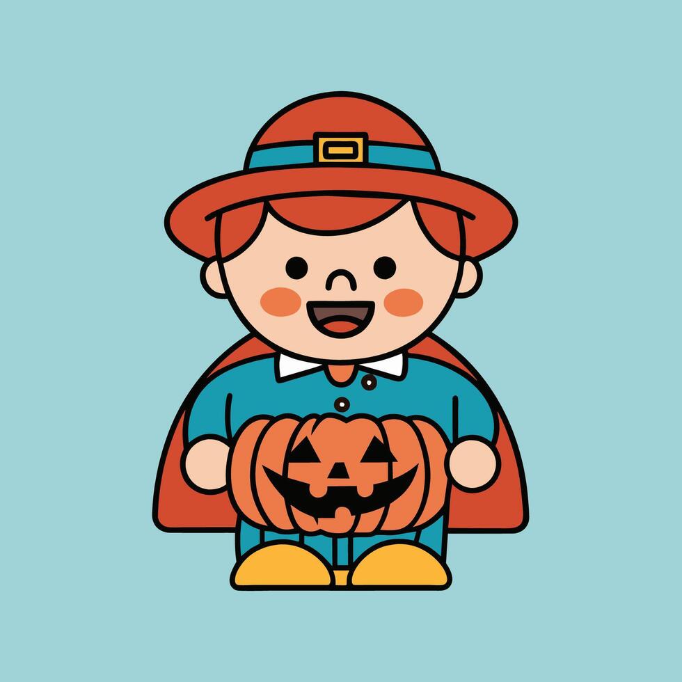 This is a drawing of a boy wearing a Halloween costume vector