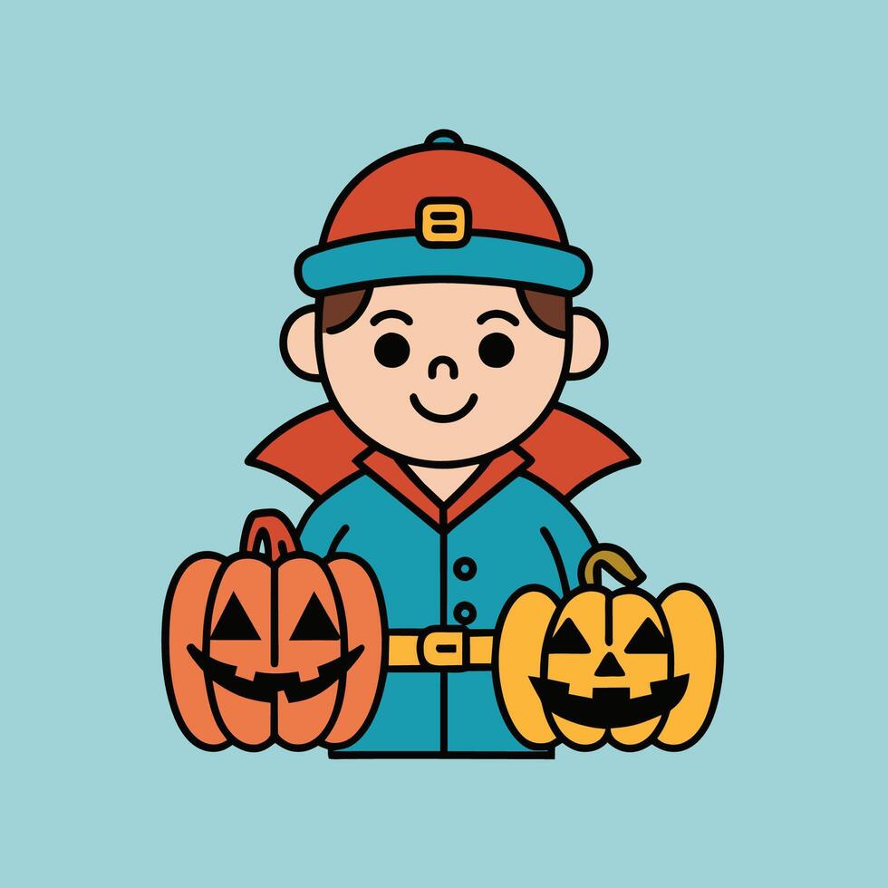 This is a drawing of a boy wearing a Halloween costume vector