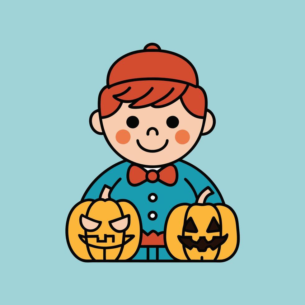 This is a drawing of a boy wearing a Halloween costume vector