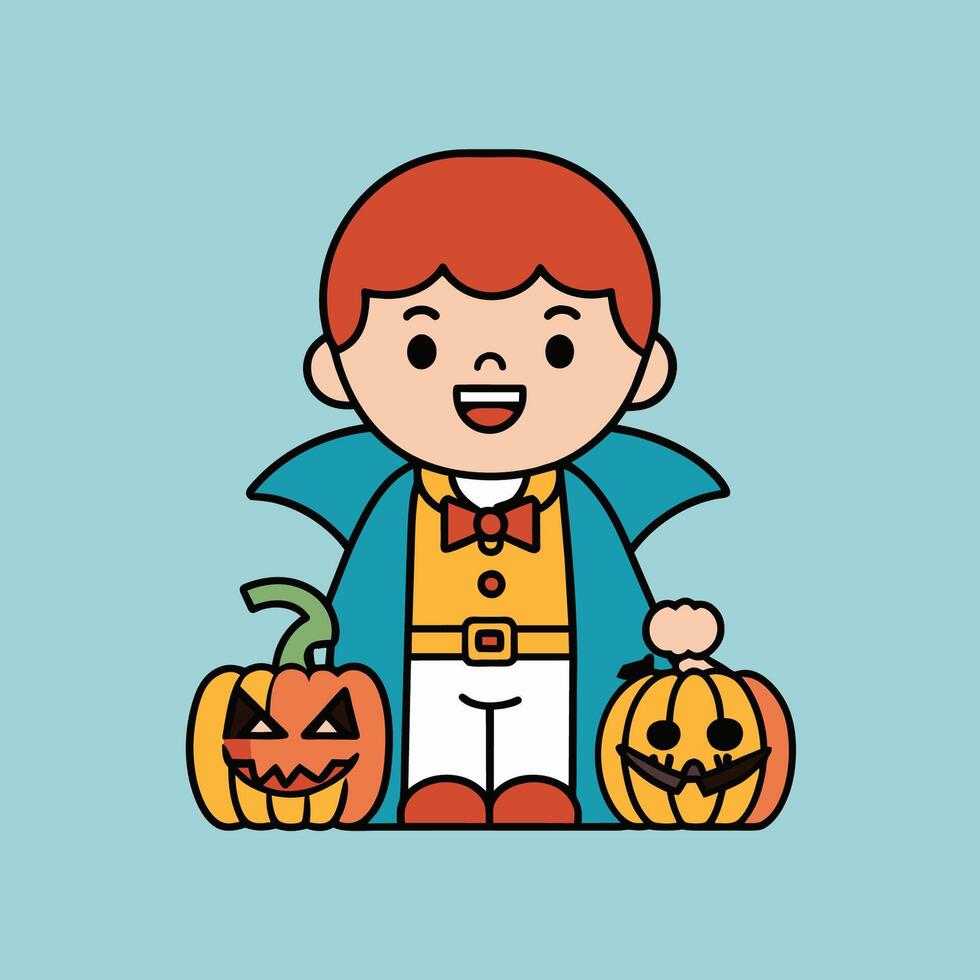 This is a drawing of a boy wearing a Halloween costume vector