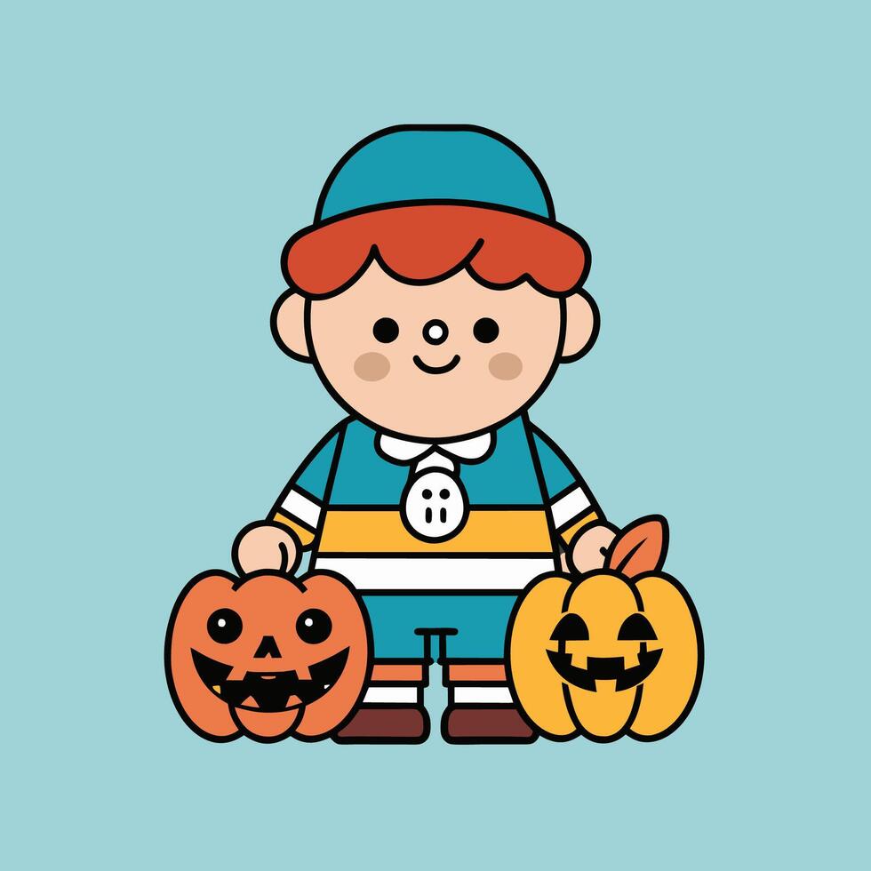 This is a drawing of a boy wearing a Halloween costume vector