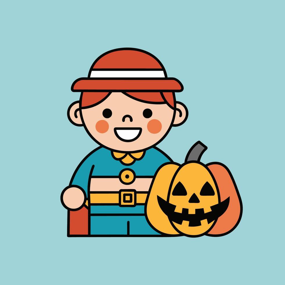 This is a drawing of a boy wearing a Halloween costume vector