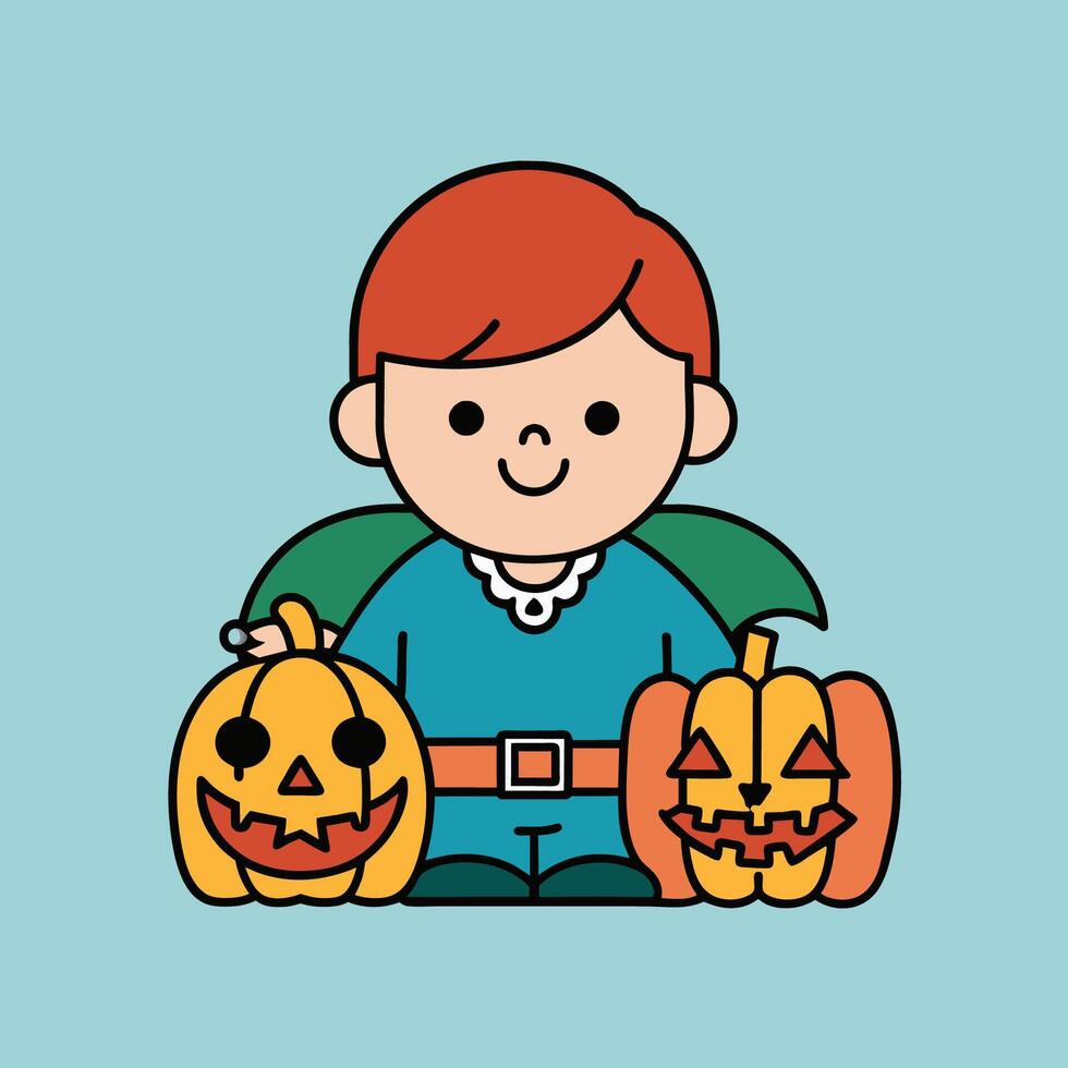 This is a drawing of a boy wearing a Halloween costume vector