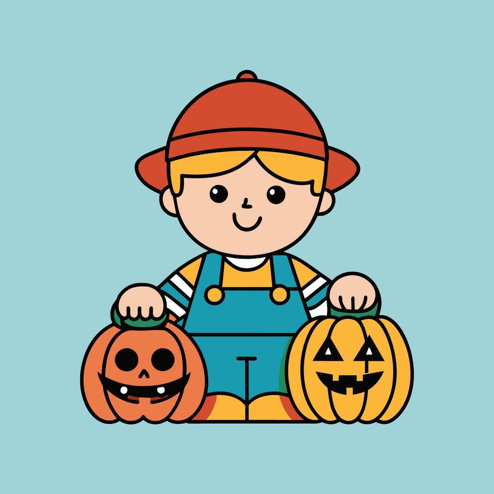 This is a drawing of a boy wearing a Halloween costume vector