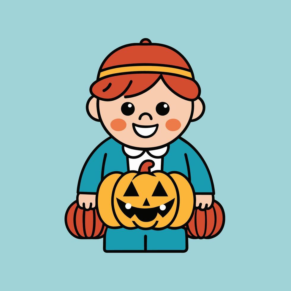 This is a drawing of a boy wearing a Halloween costume vector
