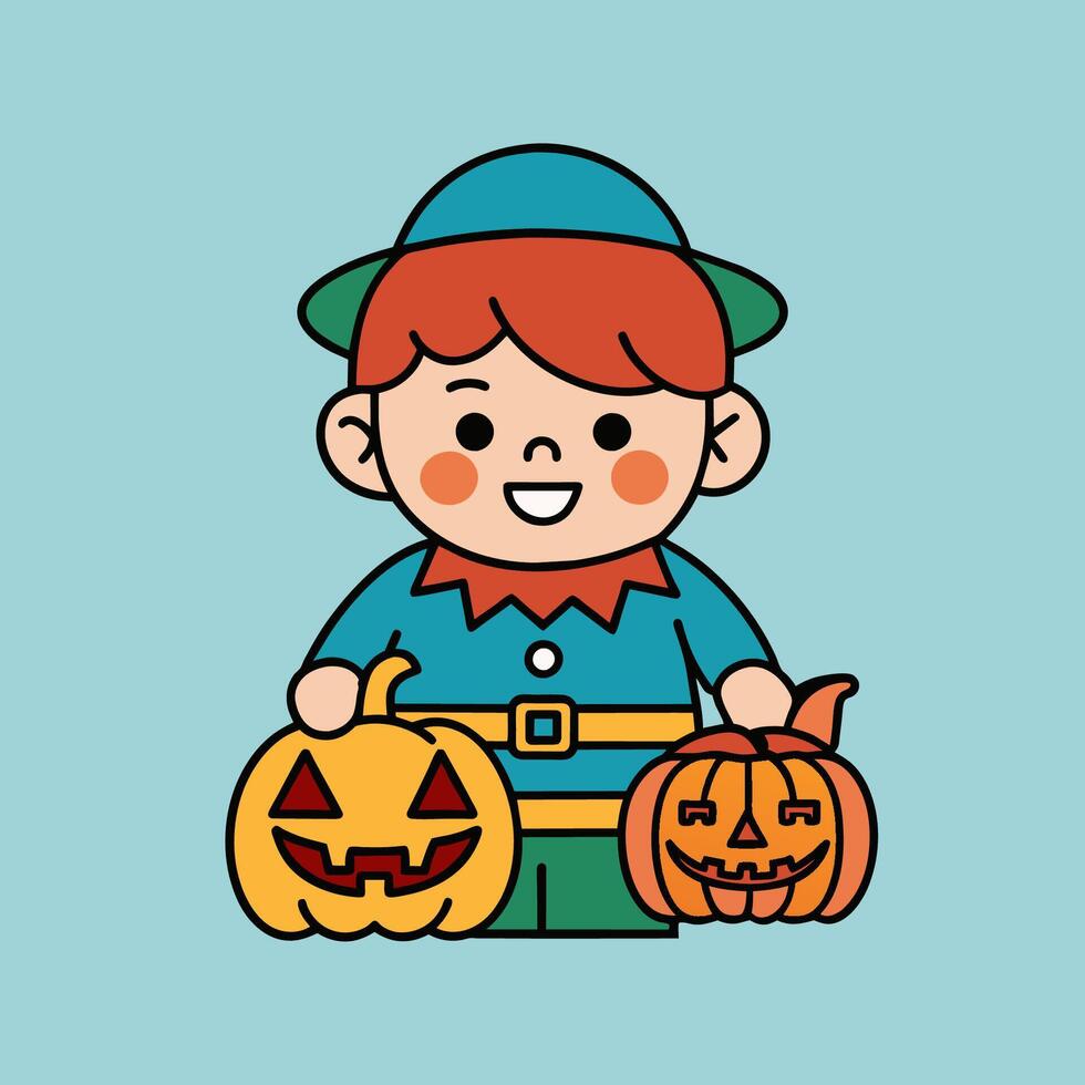 This is a drawing of a boy wearing a Halloween costume vector