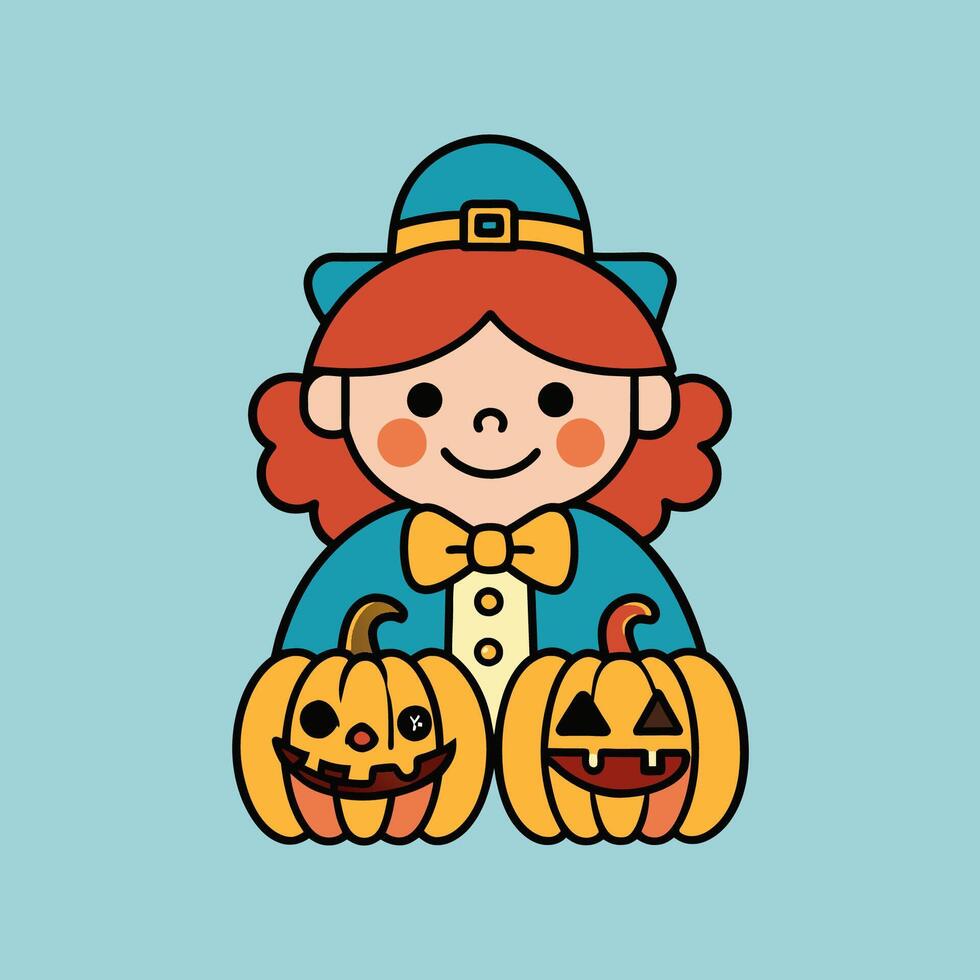 This is a drawing of a boy wearing a Halloween costume vector