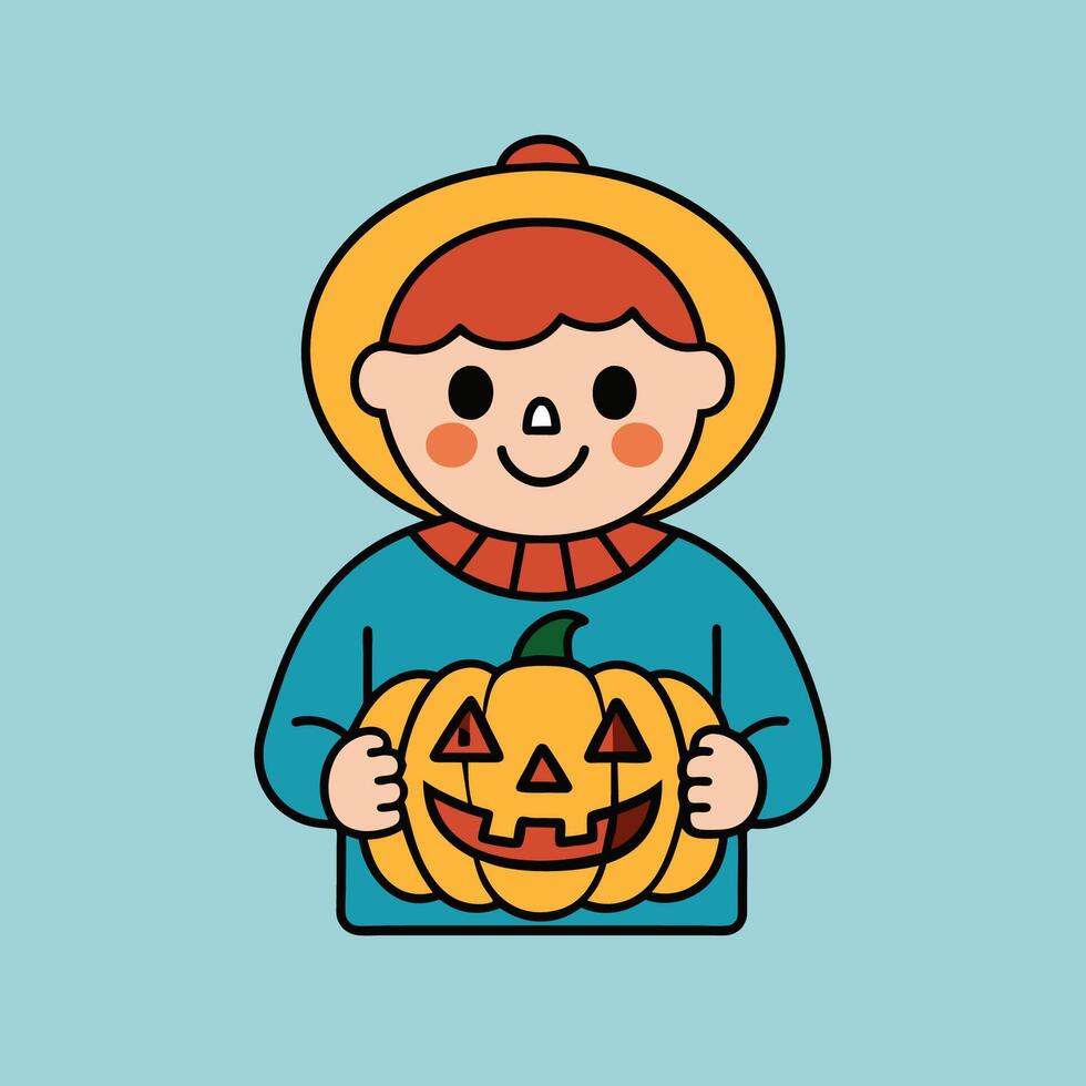 This is a drawing of a boy wearing a Halloween costume vector