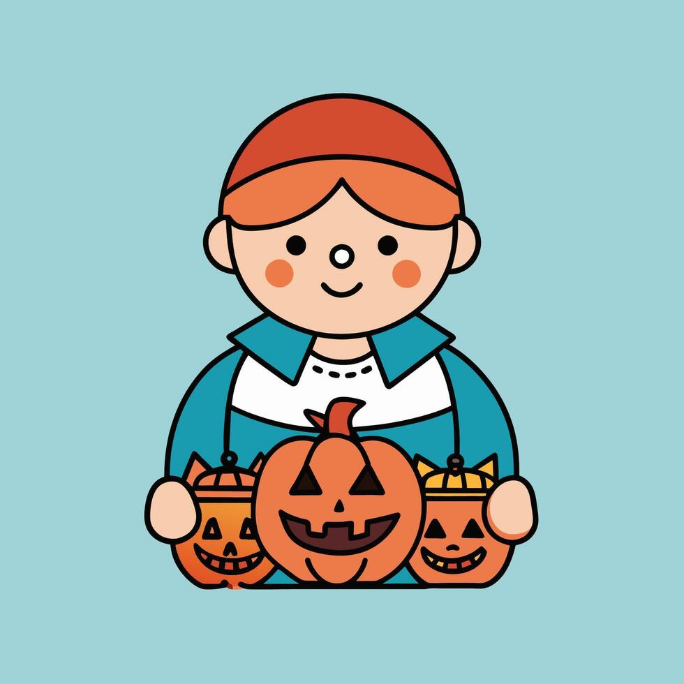 This is a drawing of a boy wearing a Halloween costume vector