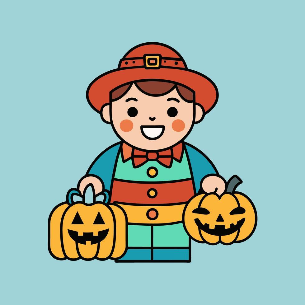 This is a drawing of a boy wearing a Halloween costume vector