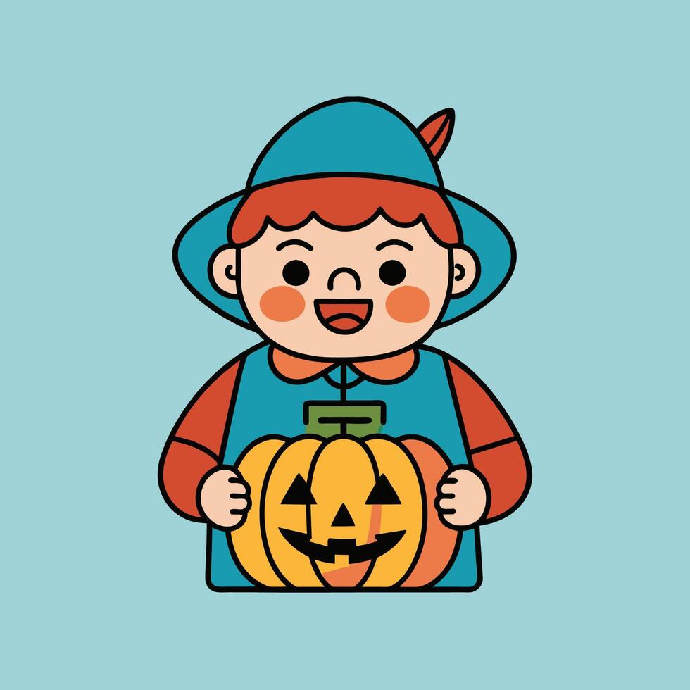 This is a drawing of a boy wearing a Halloween costume vector