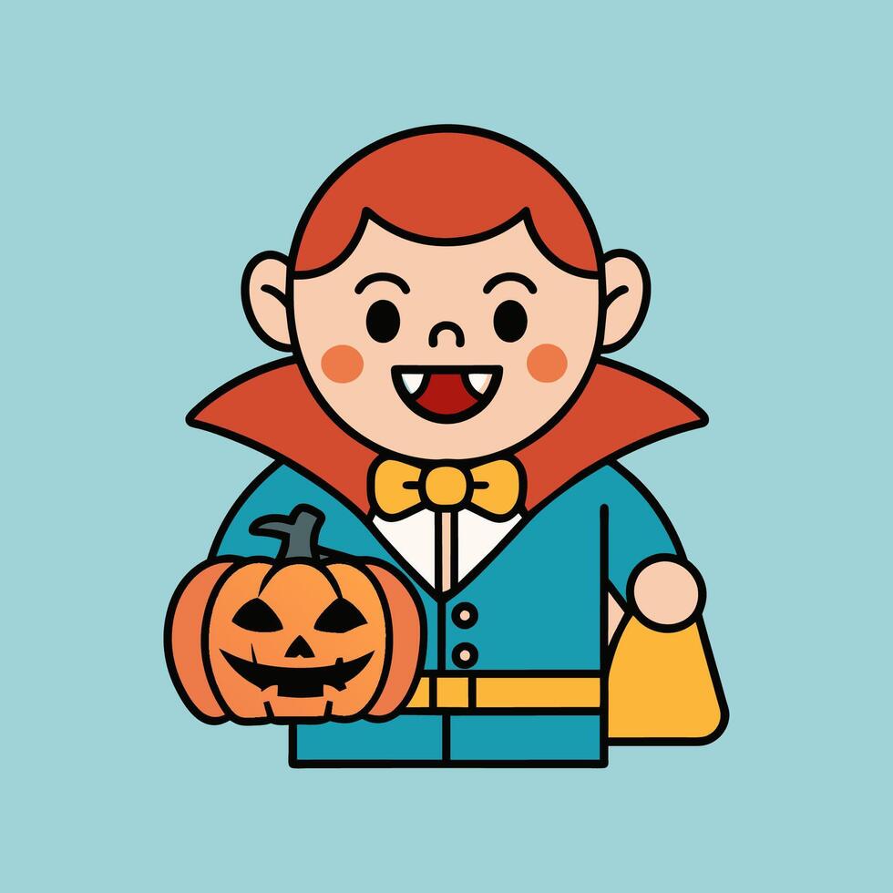 This is a drawing of a boy wearing a Halloween costume vector