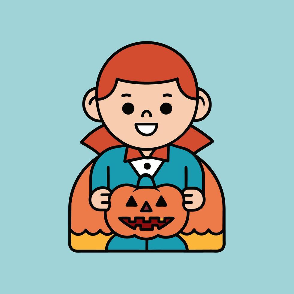 This is a drawing of a boy wearing a Halloween costume vector