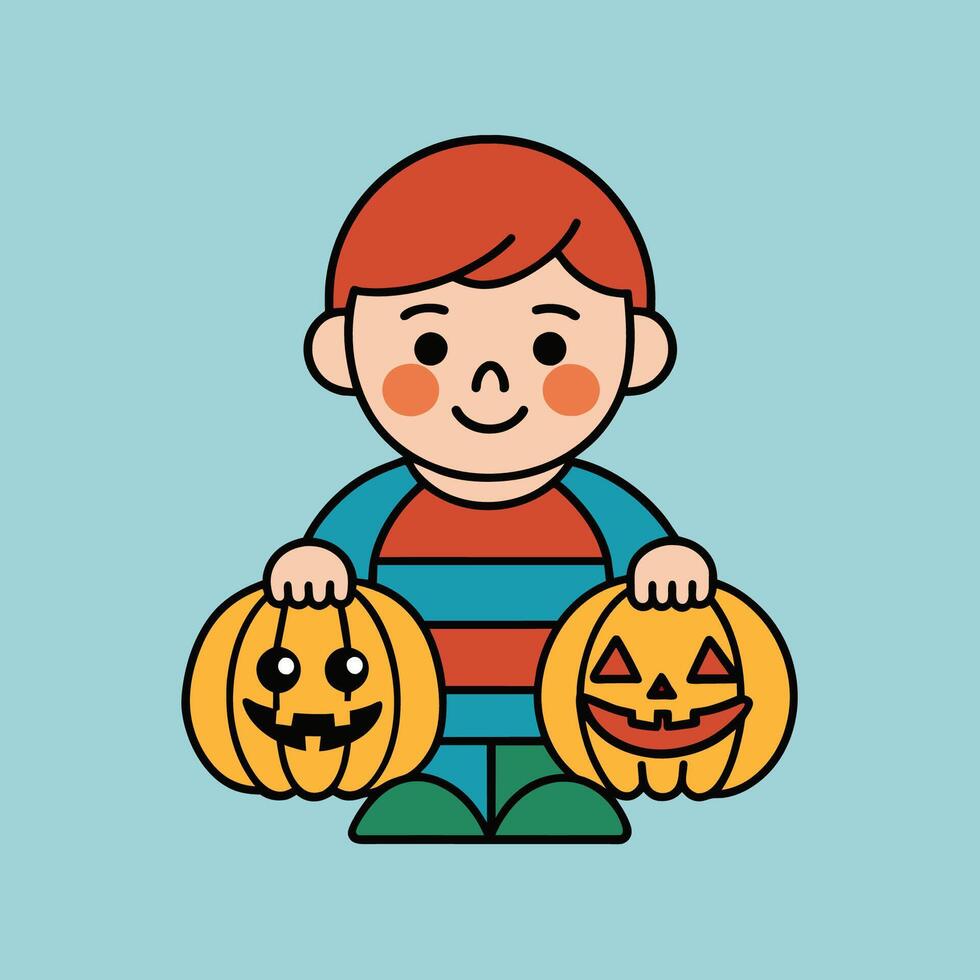 This is a drawing of a boy wearing a Halloween costume vector