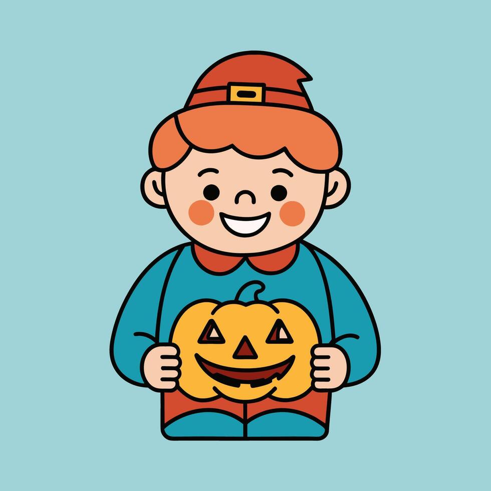This is a drawing of a boy wearing a Halloween costume vector