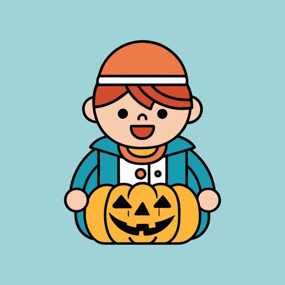 This is a drawing of a boy wearing a Halloween costume vector