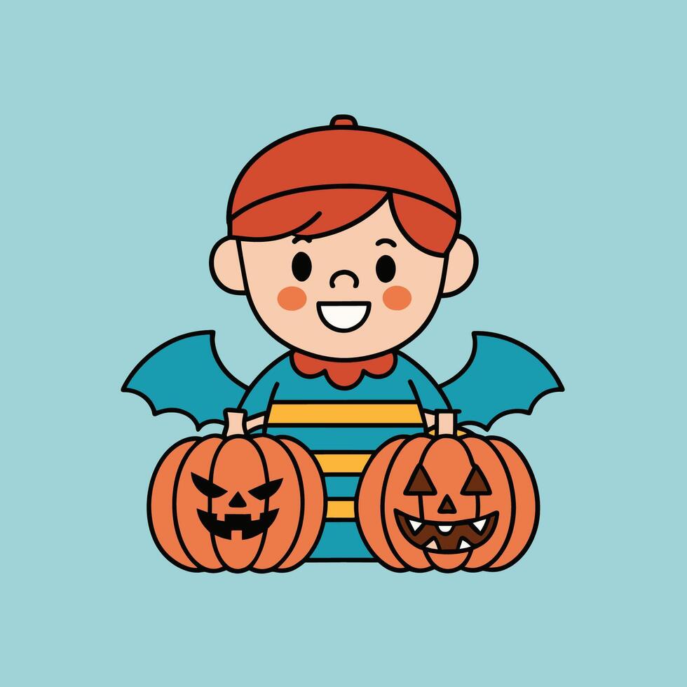 This is a drawing of a boy wearing a Halloween costume vector