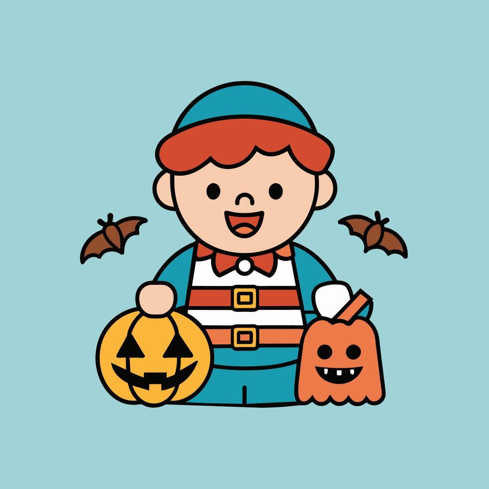 This is a drawing of a boy wearing a Halloween costume vector