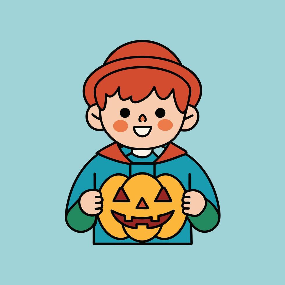 This is a drawing of a boy wearing a Halloween costume vector