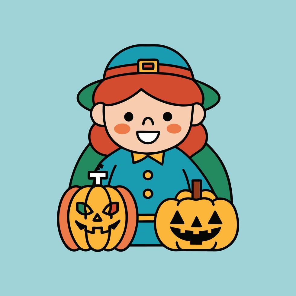 This is a drawing of a boy wearing a Halloween costume vector