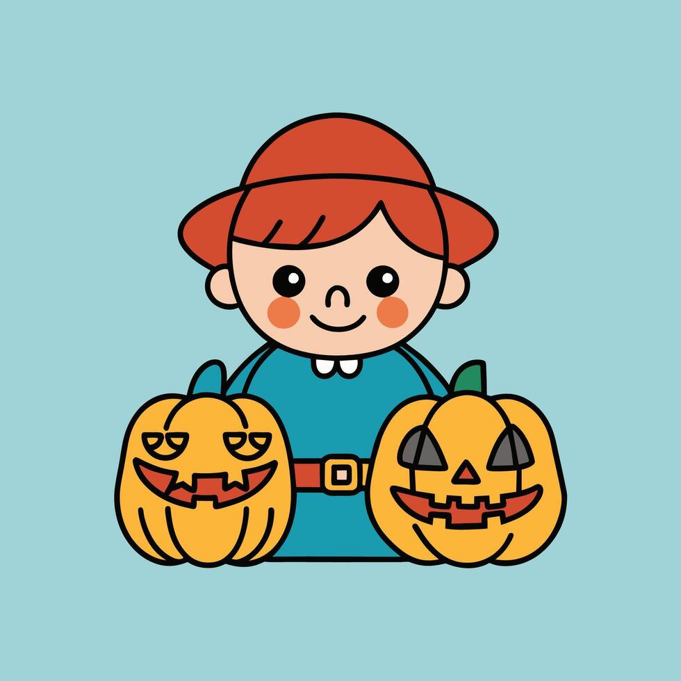 This is a drawing of a boy wearing a Halloween costume vector