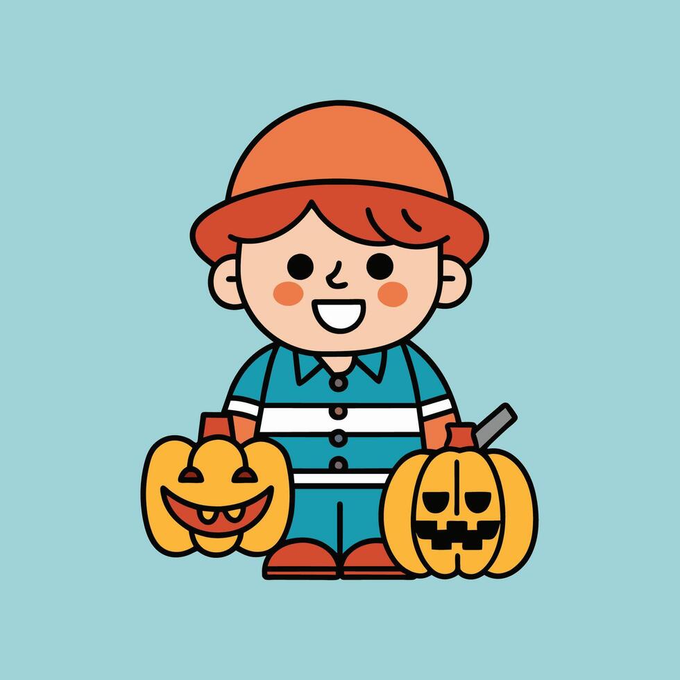This is a drawing of a boy wearing a Halloween costume vector